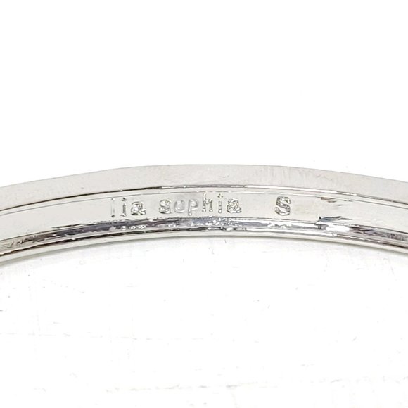 Lia Sophia Blue and Green Flower Stretch Bangle, Enamel, Rhinestone, EUC - Picture 4 of 4